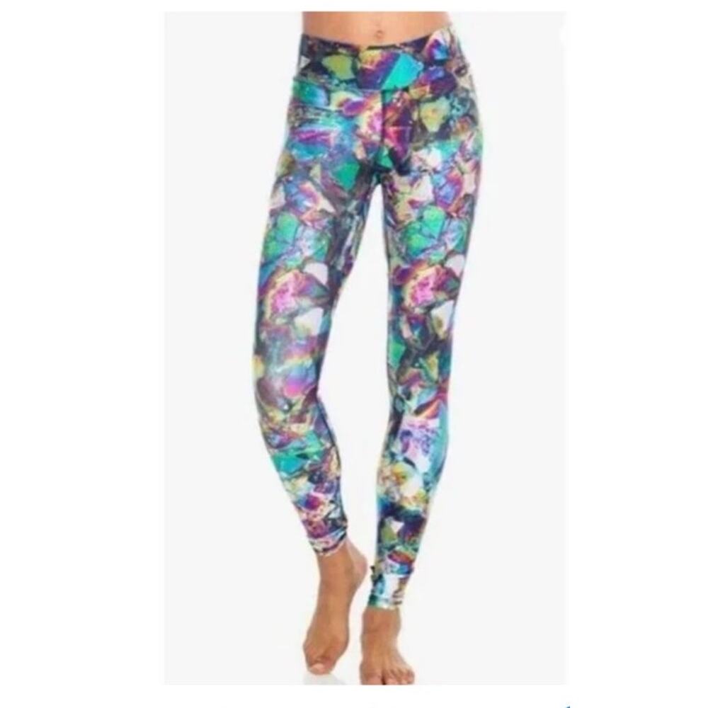 Terez Crystal‎ Metallic Jewels  Shiny colorful Leggings sz SM Made in USA